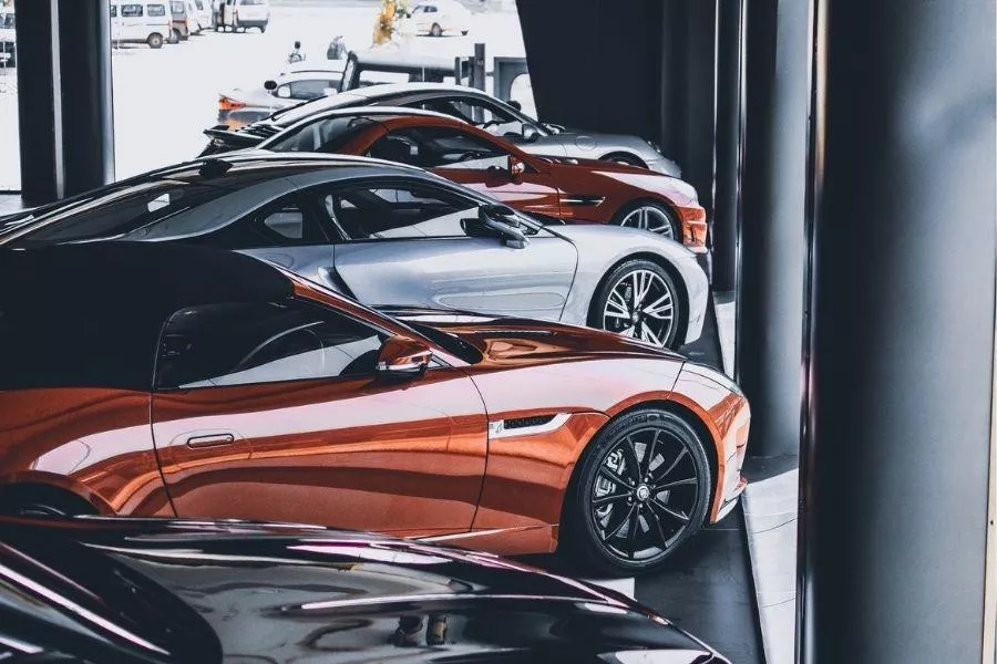 Cars in showroom