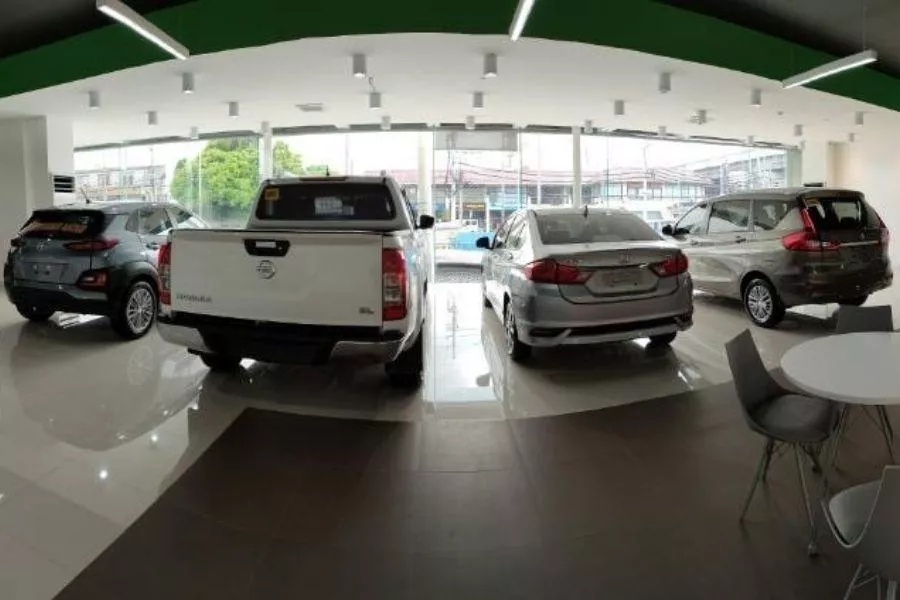 Cars in showroom