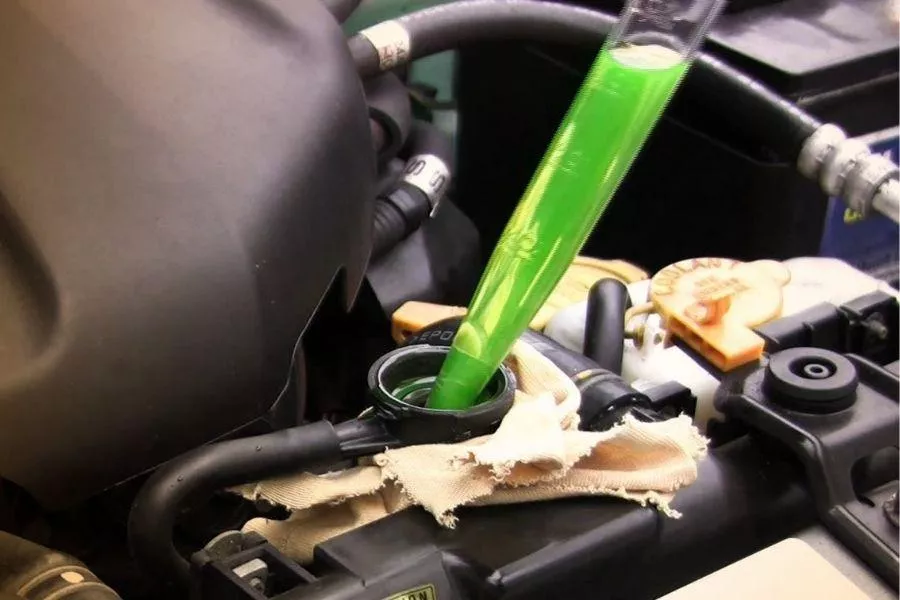 Getting coolant sample from radiator