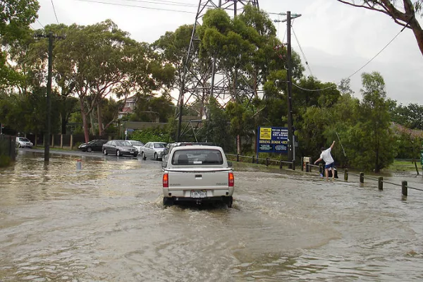 Driving through flood