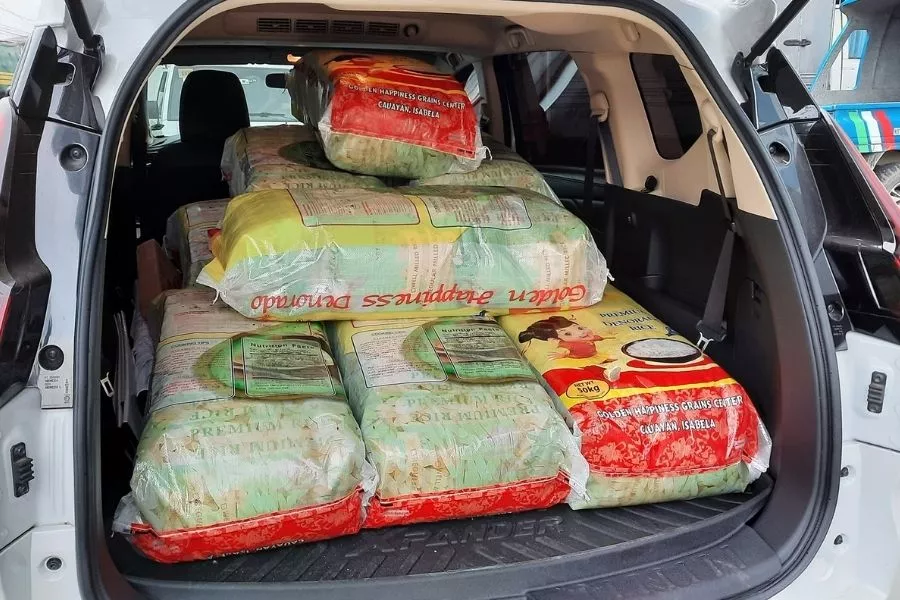 Sacks of rice in Xpander