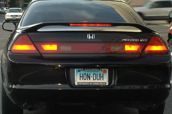 Vanity plates can be fun but as of now, you cannot get one from the LTO. A picture of a vanity plate on a California registered Honda
