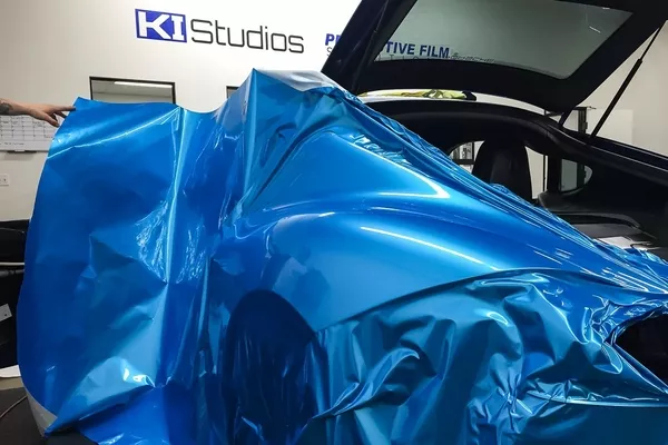 blue vinyl wrapping