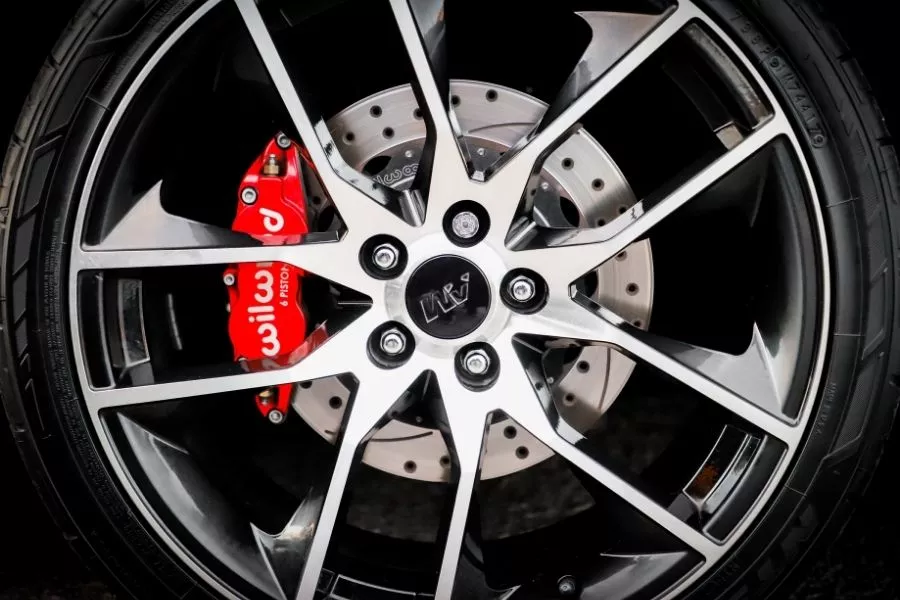 A wheel assembly in a car