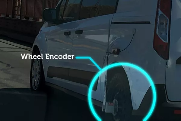 This device measures the speed and acceleration of the vehicle wheel encoder