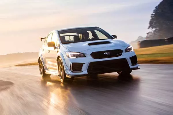 A picture of the WRX STI on a race track