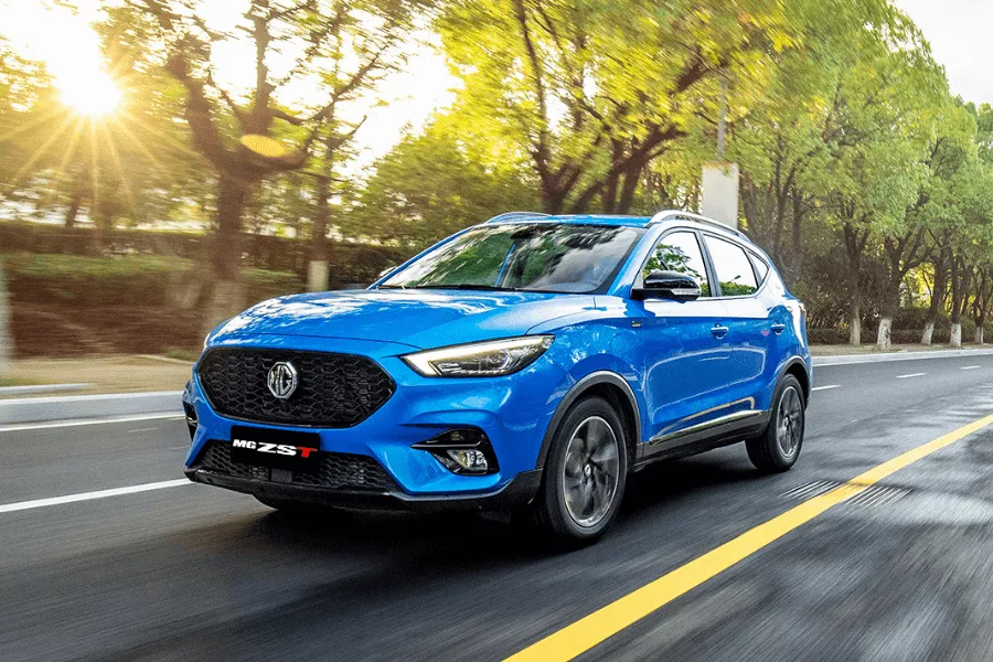 A picture of the MG ZS-T on a road.