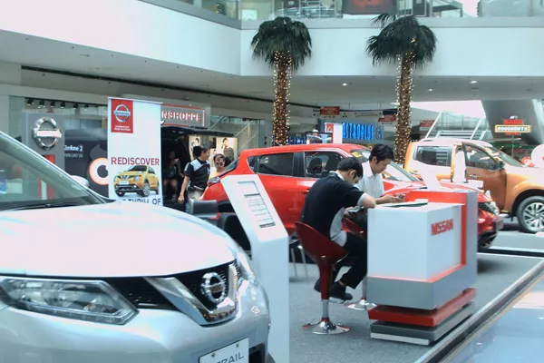 Mall displays of car promos