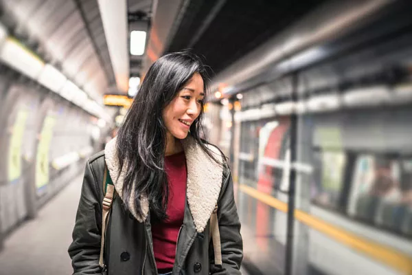 a woman commuting in subway
