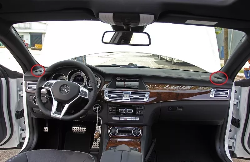 a car's dashboard area