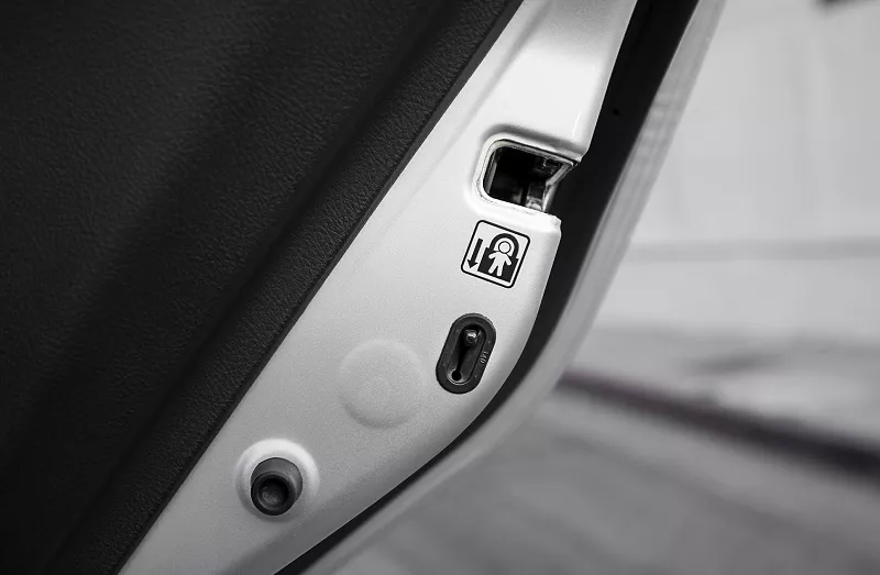 a car's rear safety door lock