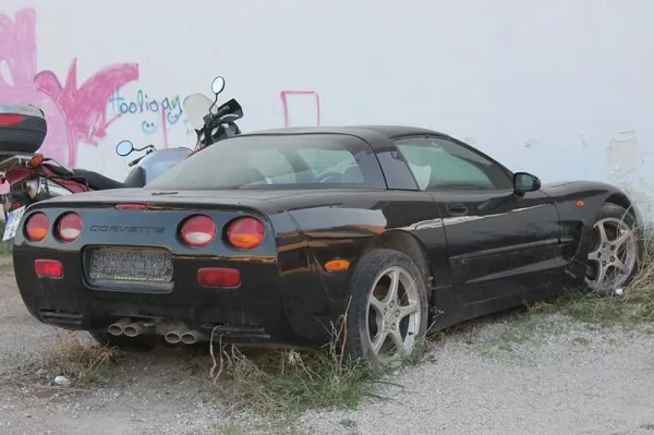 angular rear of a black car