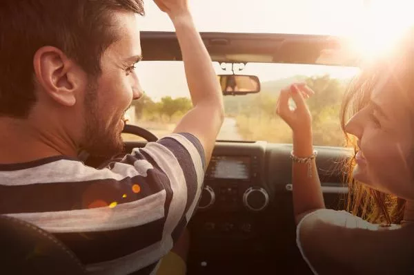 a couple in a car