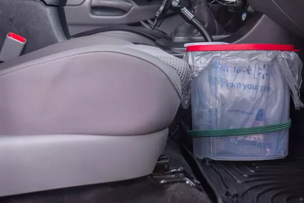 keeping the trash at a cabin