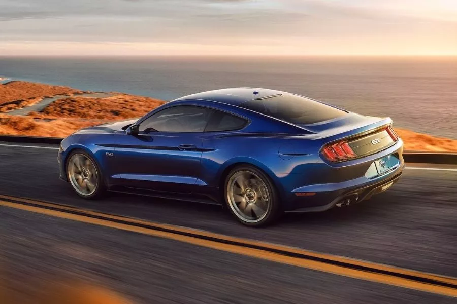 Feel the roar of the V8 on the GT variants Ford Mustang rear view