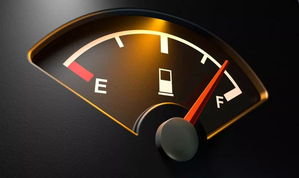 An image of a car's fuel gauge