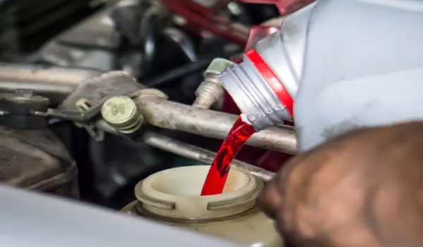 Transmission fluid in its deep red color