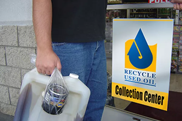 Make sure to take your used motor oil to a collection center so they can recycle it used oil collection center