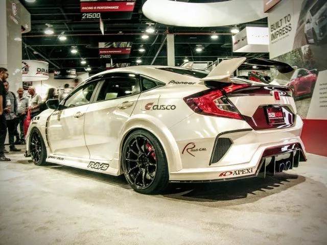 angular rear of a white sports car