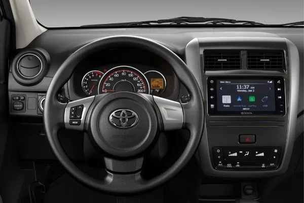 A picture of the inteiror of the Toyota Wigo