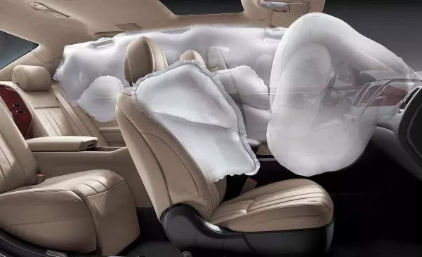 Airbags is deploying inside a car