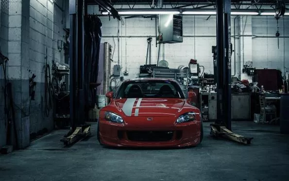 a car in garage