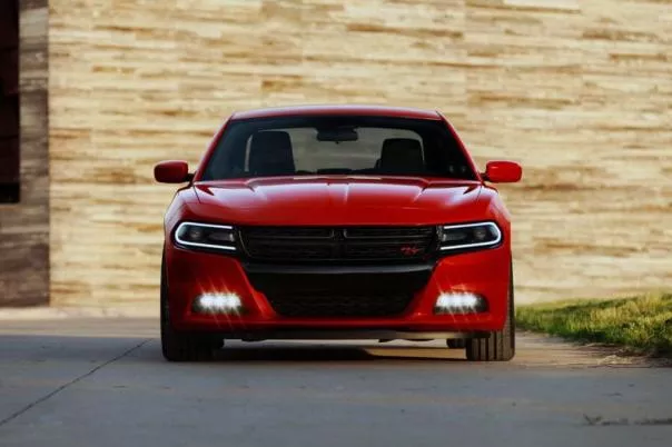 front fascia of a red car