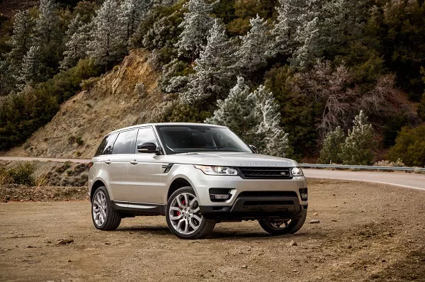 A silver Land Rover Range Rover Sport on the way