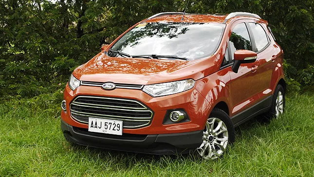 Orange Ford EcoSport angular front view