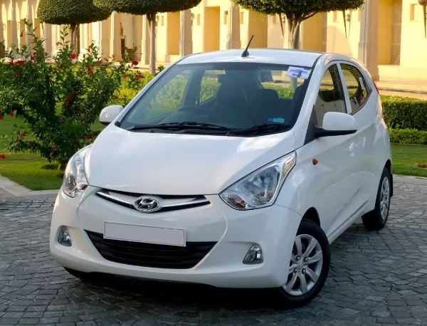 White Hyundai Eon angular front view