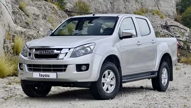 A white Isuzu D-Max angular front view