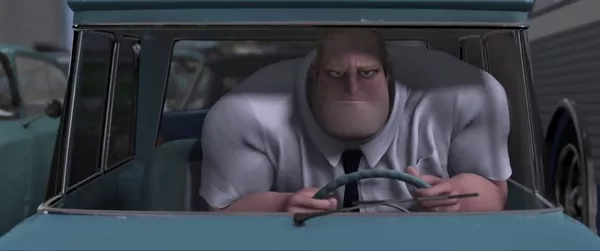 Bob Parr from The Incredibles driving his car