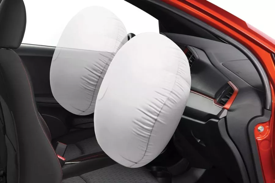 A picture of the Honda Brio's airbags deployed