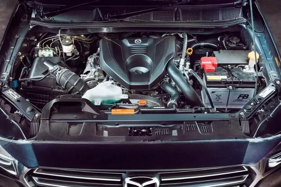 A picture of the Mazda BT-50's engine bay.