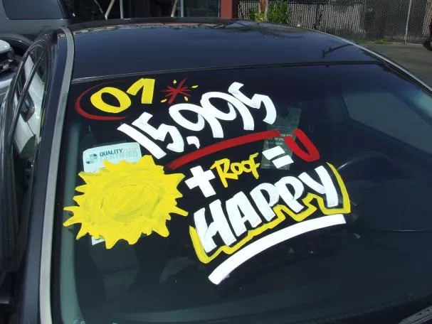 Price written on the car window