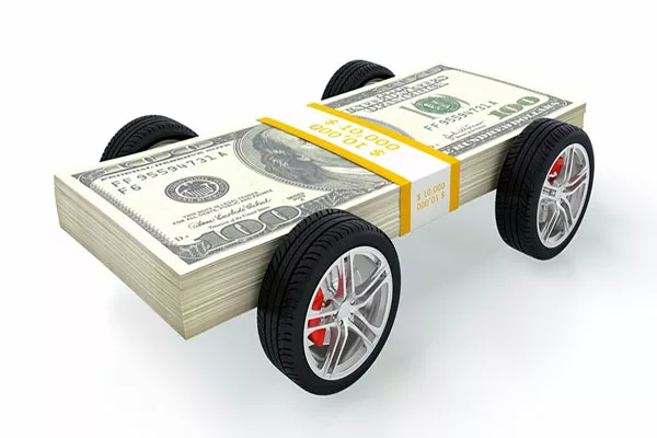 a car made from dollar notes