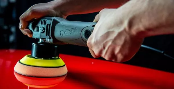 using circular polisher on a car