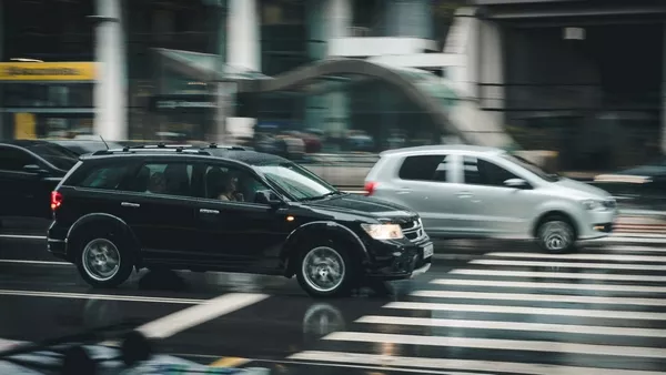 a car driven at high speed