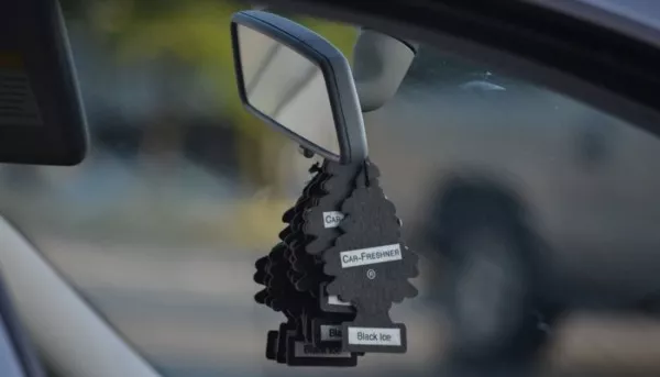 an air freshener hang in a car