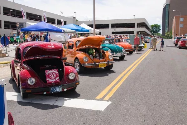 Many cars are on display