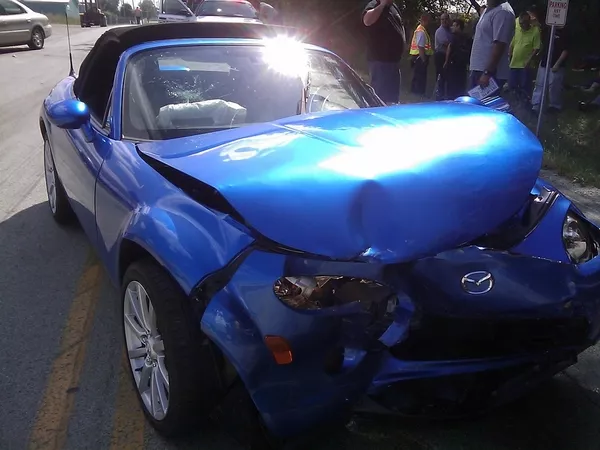 a damaged car because of collision