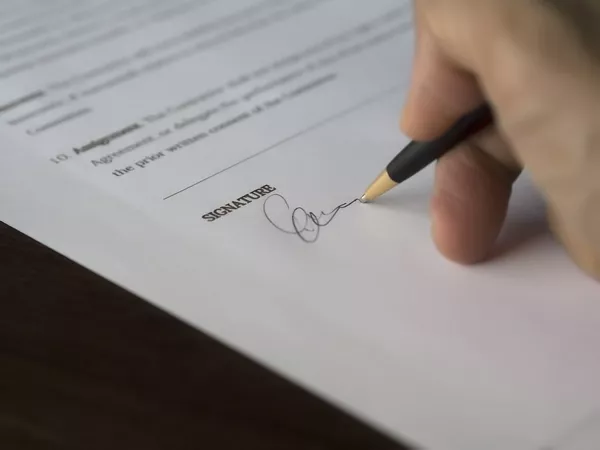 signing on a finance term