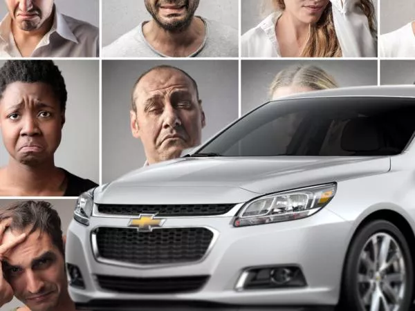 regretful facial expression of car buyers