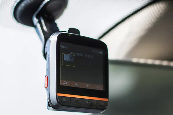 Compact dash cam with small LCD