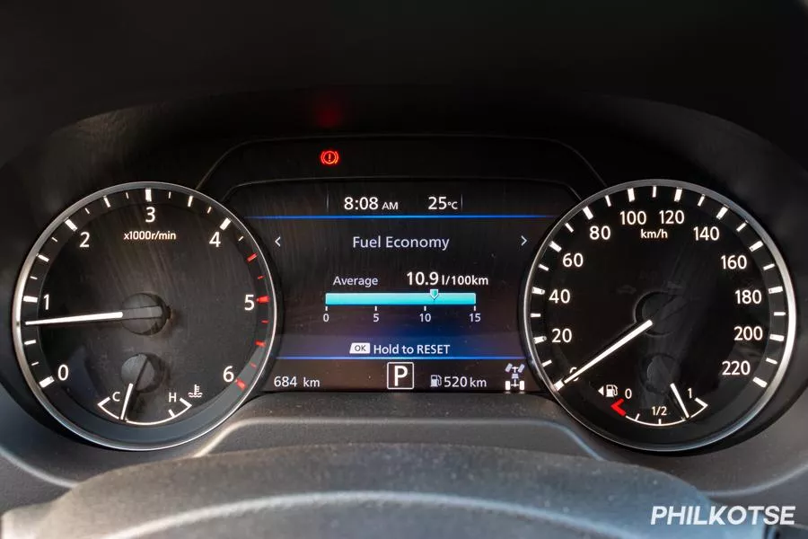 A picture of the Navara's instrument cluster.