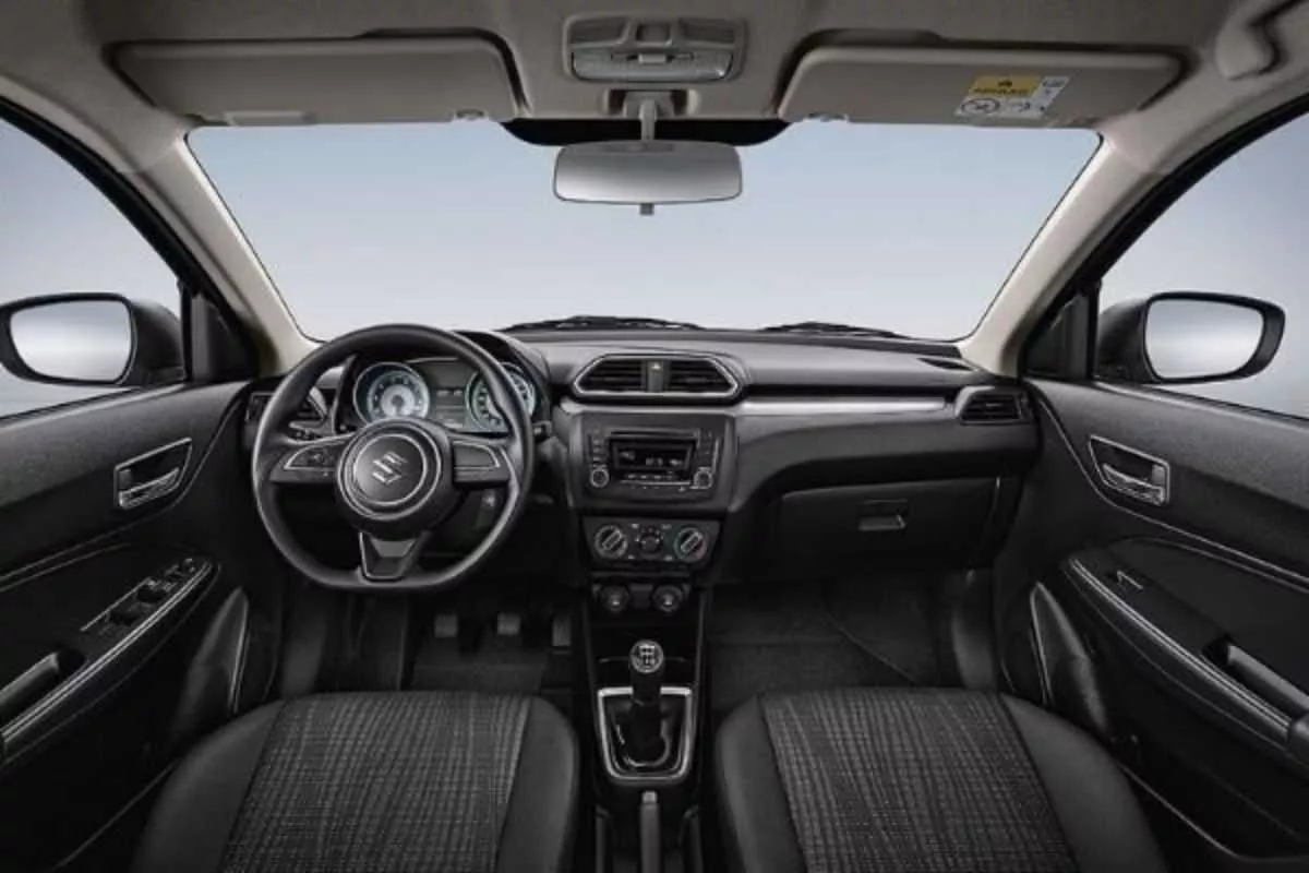 A picture of the interior of the Suzuki Dzire