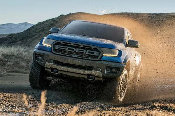 A picture of the Raptor being driven off road