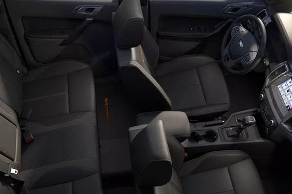 Top view of the Ranger Wildtrak's interior