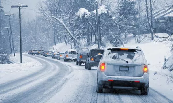 Cars running in the winter