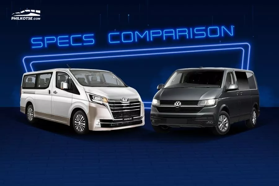 A picture of the Hiace and Multivan Kombi head to head